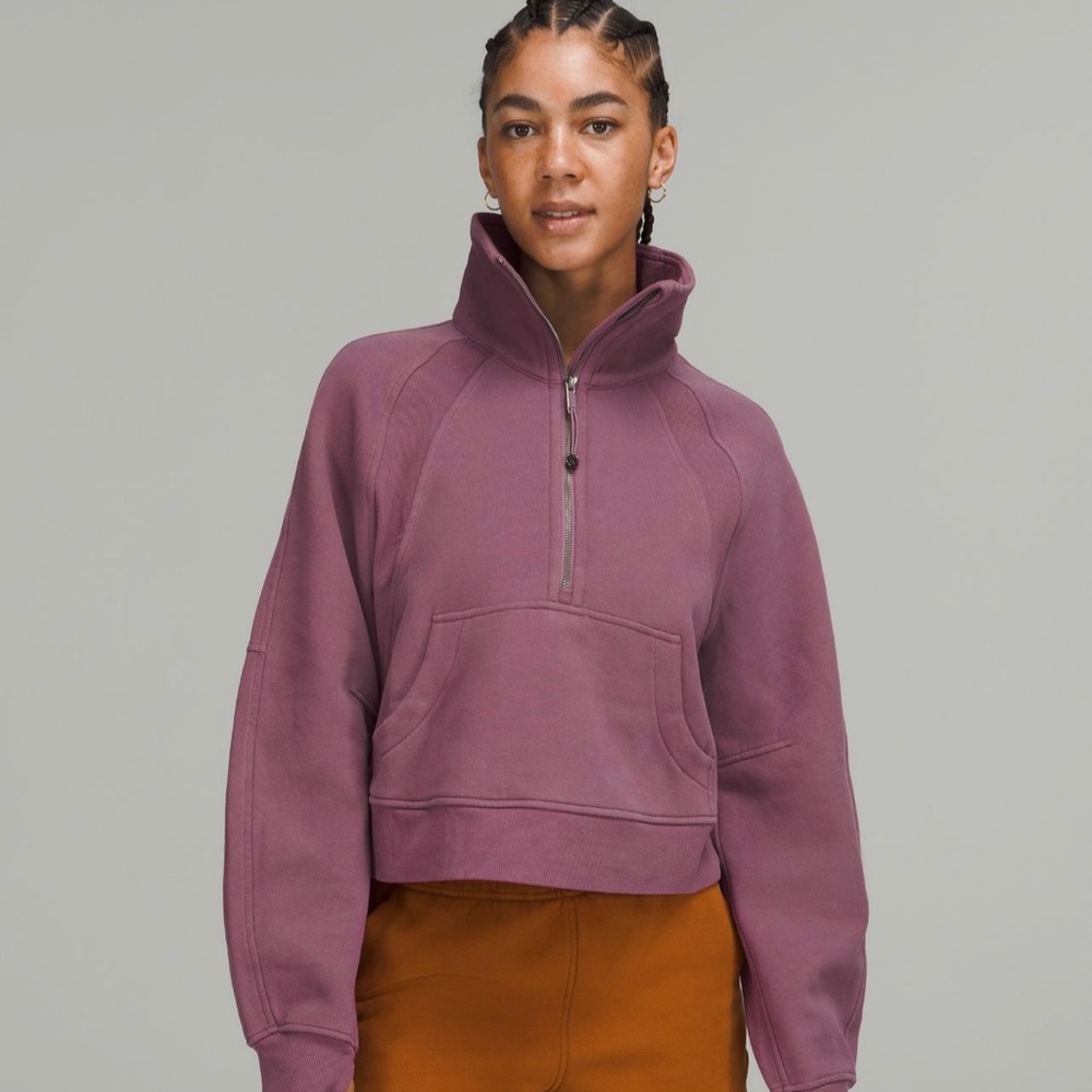 NWT Vintage Plum Oversized Scuba Funnel Neck Half Zip